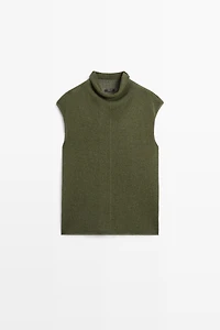 Draped high neck knit top