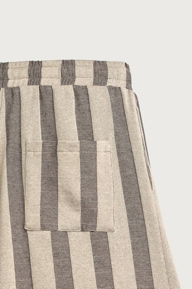 STRIPED JACQUARD PLEATED SHORTS