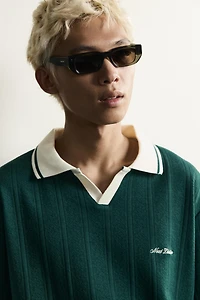 RELAXED FIT TEXTURED EMBROIDERED POLO