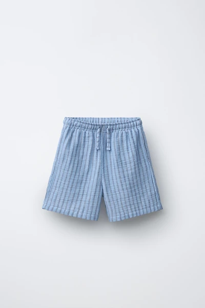 TEXTURED STRIPED SHORTS