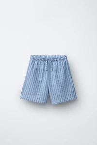 TEXTURED STRIPED SHORTS