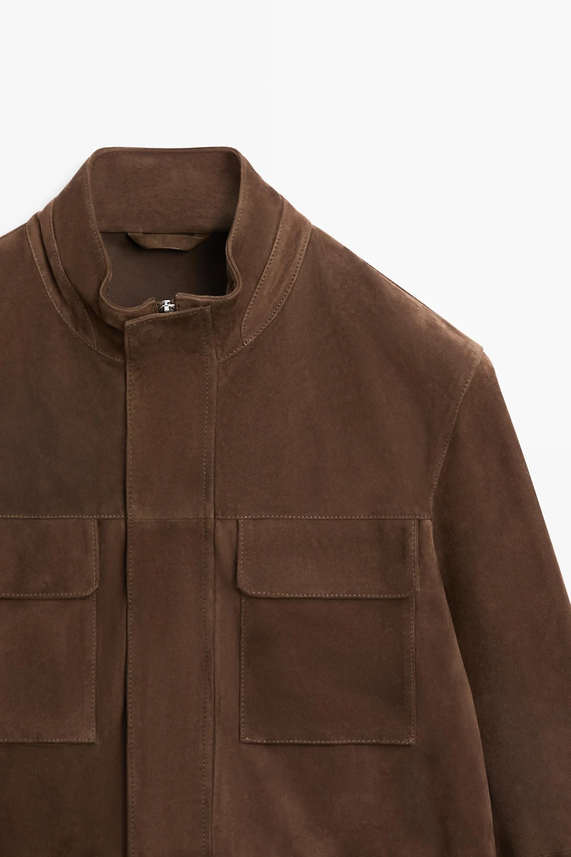 Suede jacket with pocket details