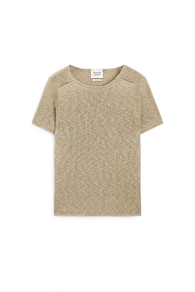 Textured short sleeve linen blend sweater - LIMITED EDITION