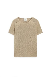 Textured short sleeve linen blend sweater - LIMITED EDITION