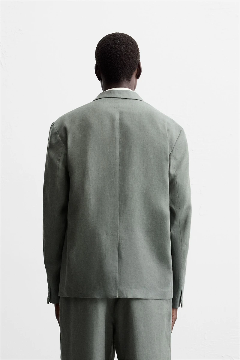 100% LINEN DOUBLE BREASTED SUIT BLAZER