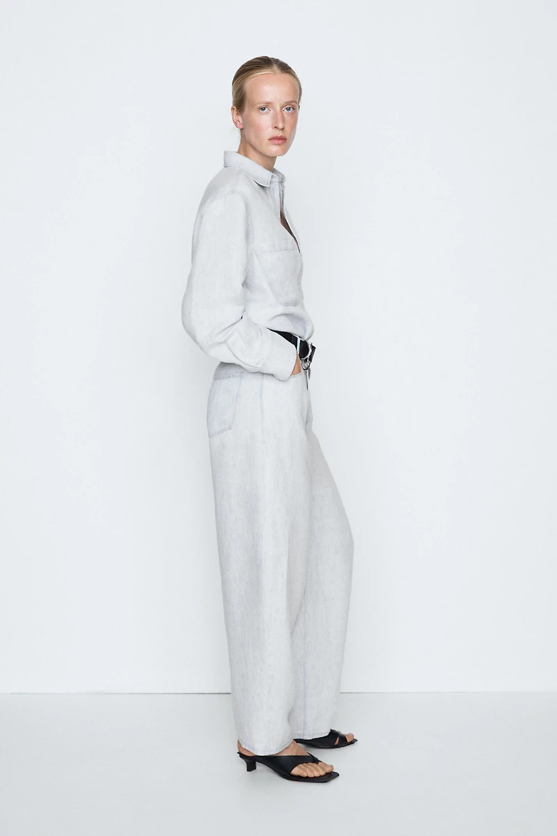 100% linen barrel fit pants - STUDIO
