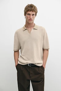 100% Cotton knit polo sweater
