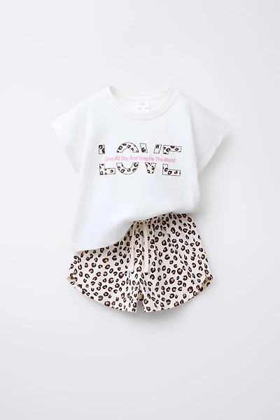 CROPPED T-SHIRT AND PRINTED BERMUDA SET