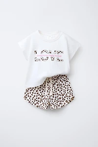 CROPPED T-SHIRT AND PRINTED BERMUDA SET
