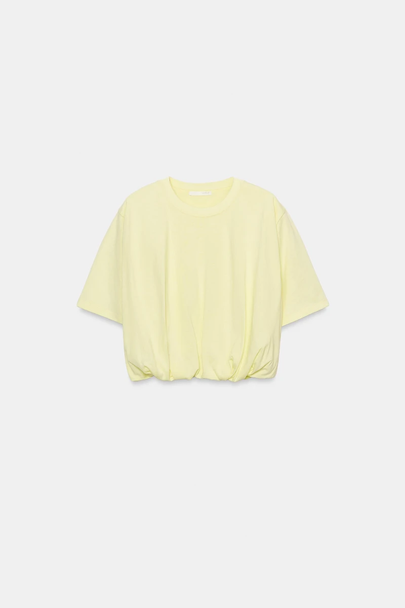 CROPPED PUFF HEM T-SHIRT
