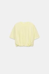 CROPPED PUFF HEM T-SHIRT