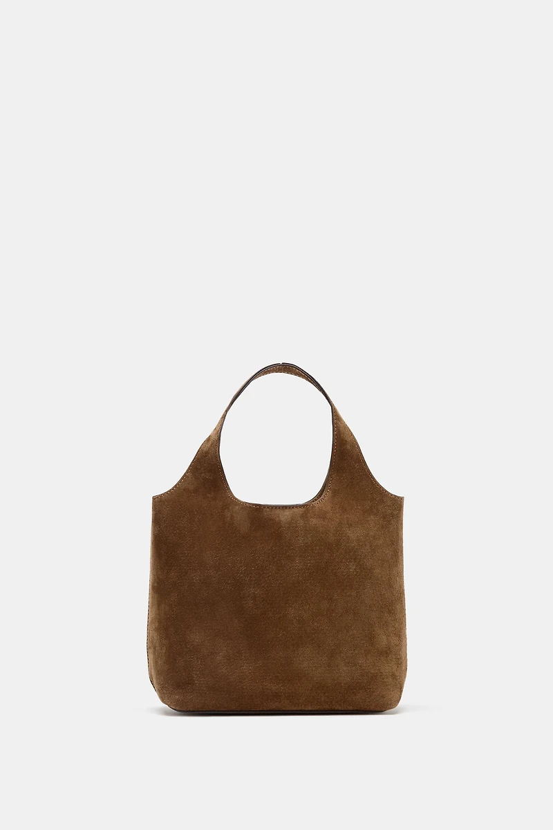 SPLIT LEATHER MINI SHOPPER BAG