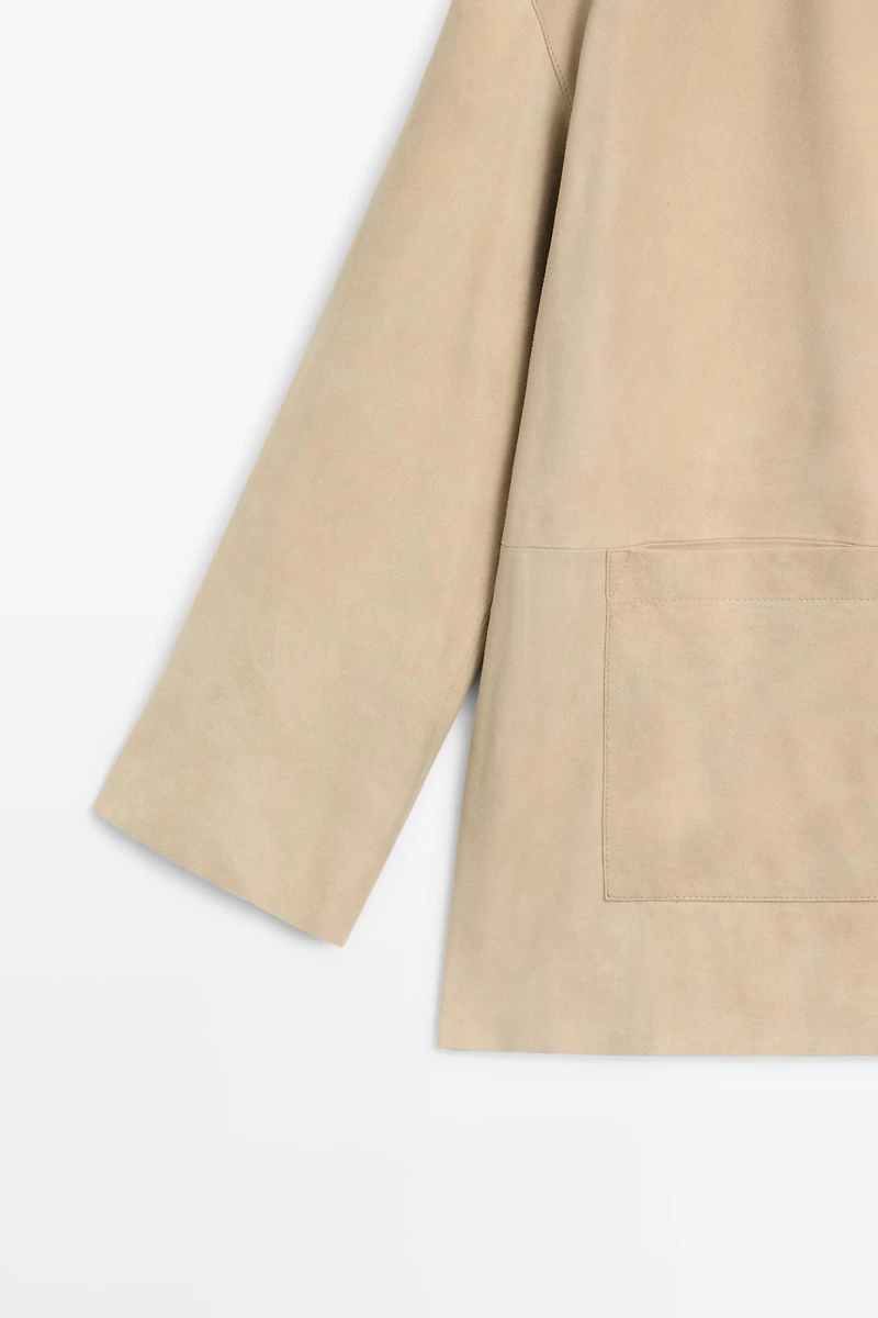 Blazer à poches en cuir velours