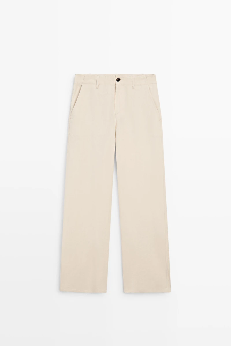 Linen blend relaxed fit pants