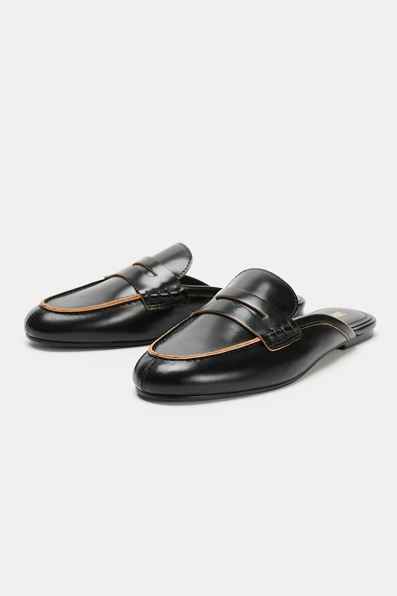 LEATHER SLINGBACK LOAFERS