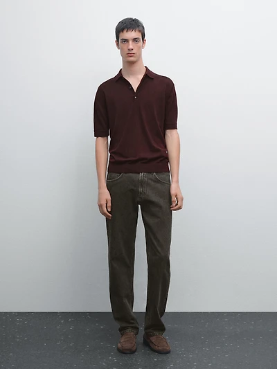 Short sleeve knit polo shirt