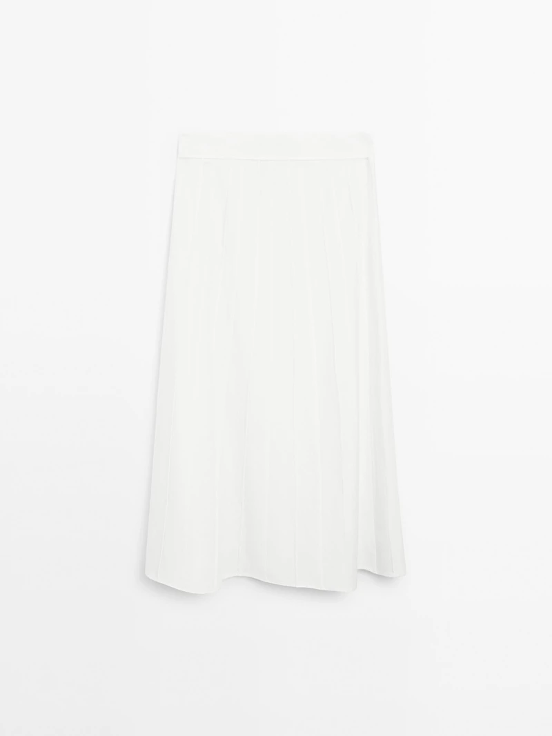 Godet midi skirt with seam details