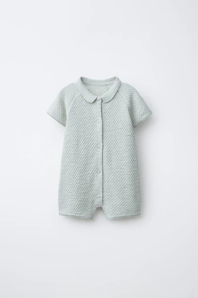 TEXTURED KNIT SHORT JUMPSUIT