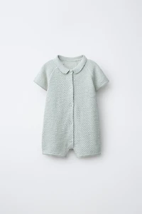 TEXTURED KNIT SHORT JUMPSUIT