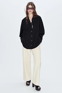 V-NECK POPLIN SHIRT