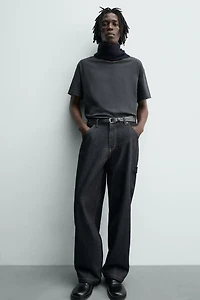 BAGGY FIT CARPENTER JEANS WITH TOPSTITCHING