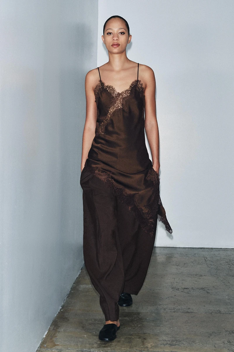 ZW COLLECTION CARROT WIDE LEG PANTS WITH BUCKLE