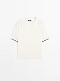 Knit polo shirt with sleeve detail