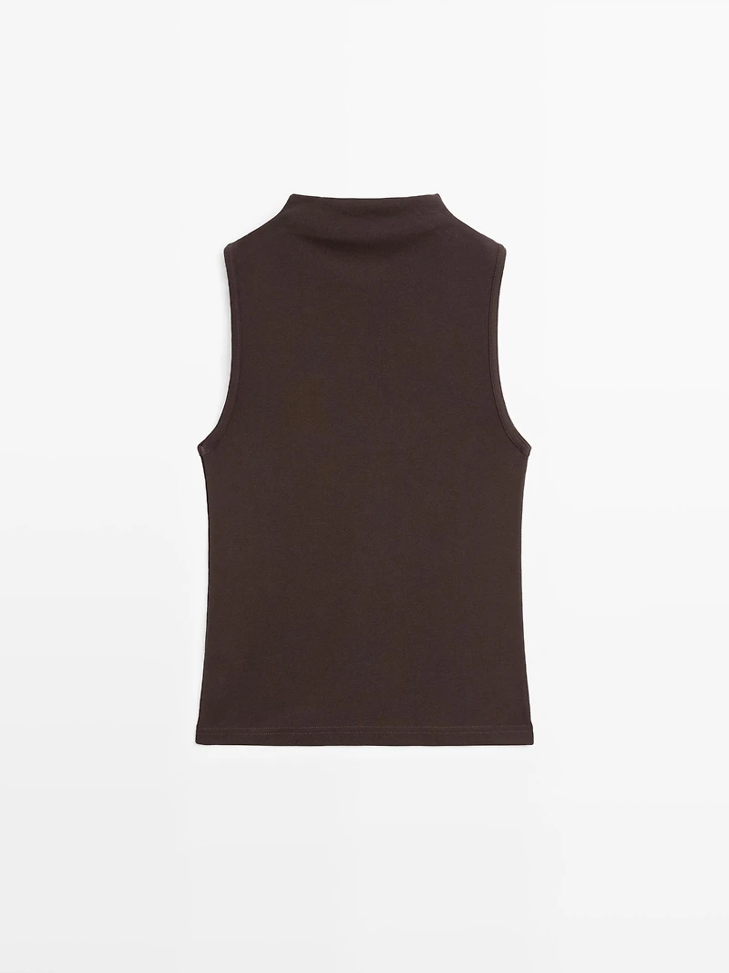 100% cotton funnel neck top