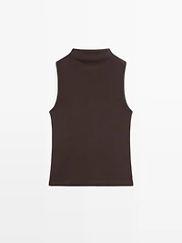 100% cotton funnel neck top