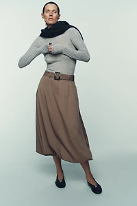 BELTED BALLOON MIDI SKIRT