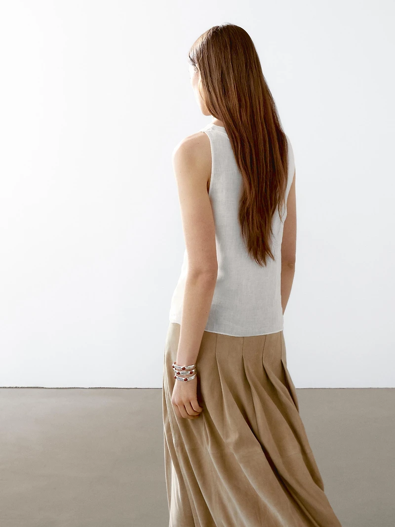 Flowing double fabric top