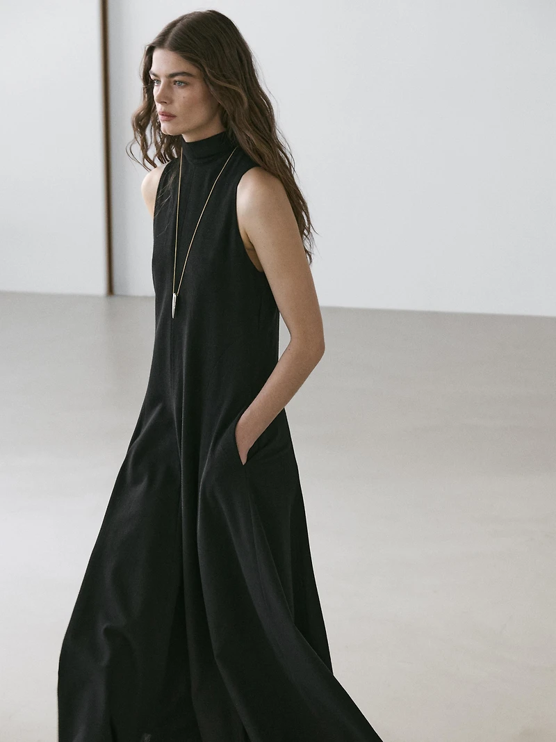Halter neck midi dress with tie detail