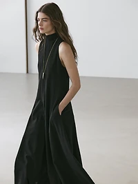 Halter neck midi dress with tie detail
