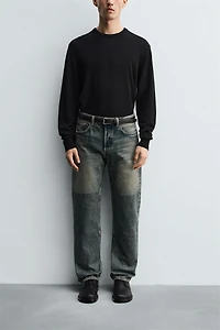 STRAIGHT FIT SEAMED JEANS