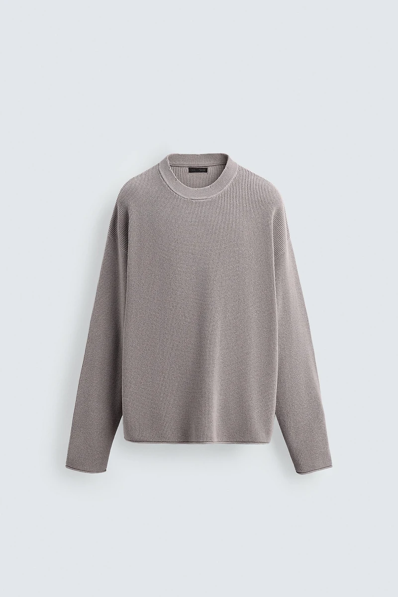 WAFFLE TEXTURED SWEATER
