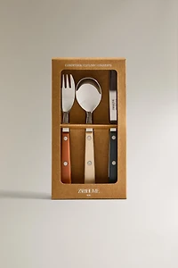 CHILDREN'S FLATWARE SET WITH WARM COLORS (SET OF 3)