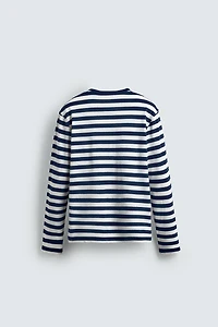 T-SHIRT À MANCHES LONGUES LIN/COTON RAYURES