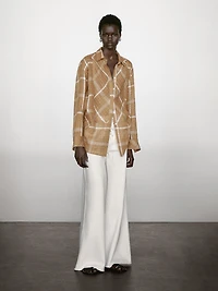 Chemise à carreaux fluide en lin mélangé