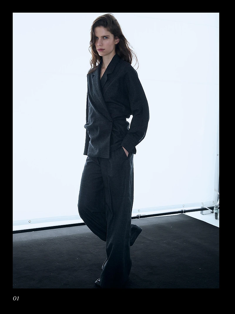 Textured 100% wool overshirt