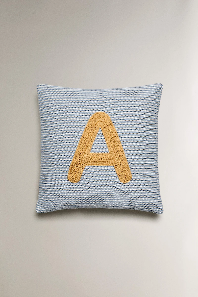 CHILDREN'S EMBROIDERED LETTER A THROW PILLOW