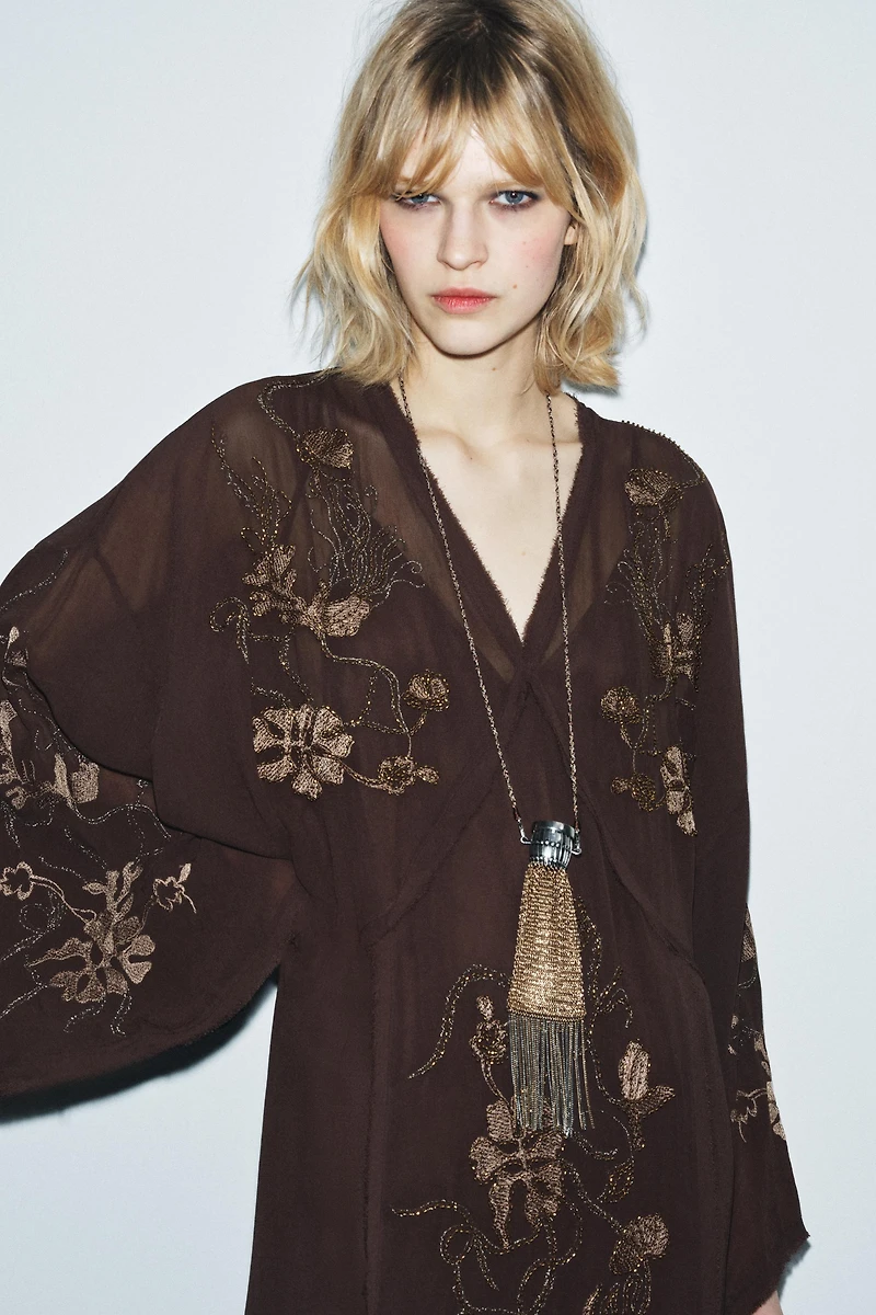 EMBROIDERED BEADED DRESS ZW COLLECTION LIMITED EDITION