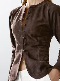 Short suede leather shirt