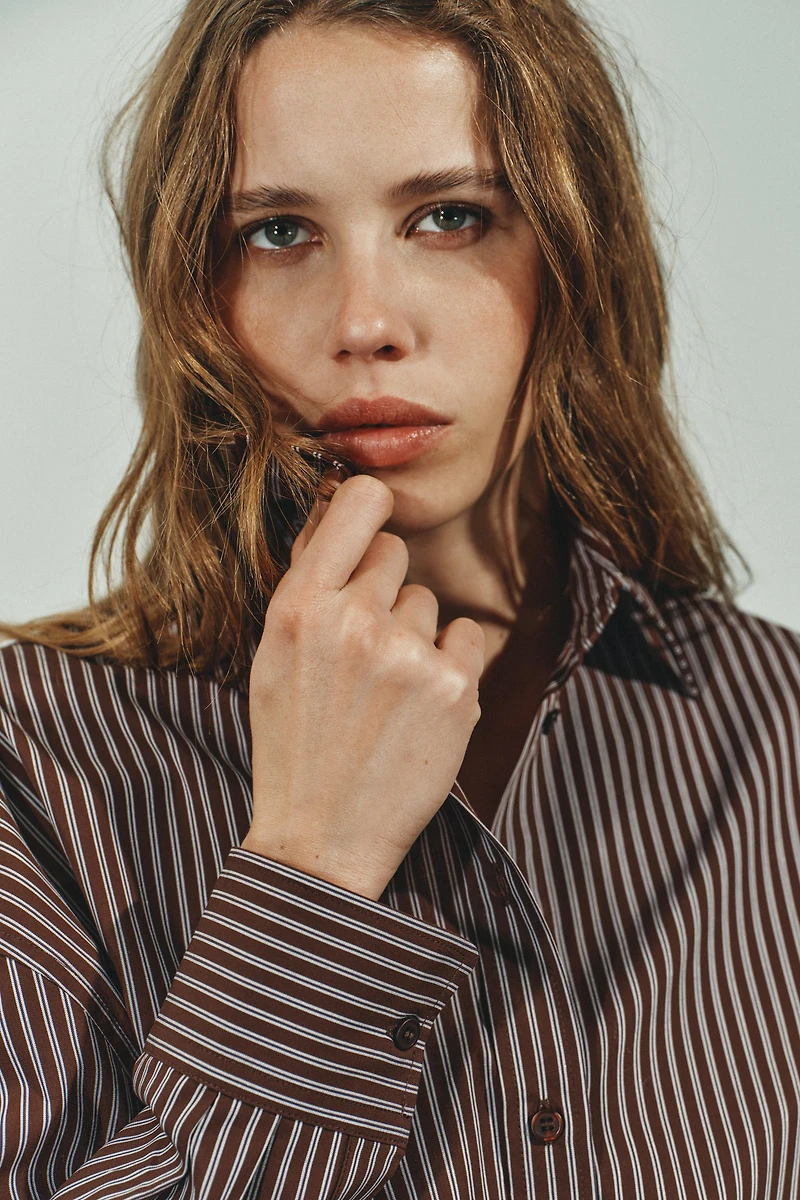STRIPED OVERSIZED POPLIN SHIRT
