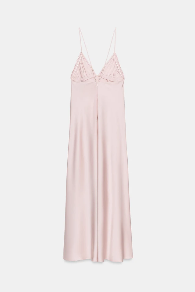 Zara LONG SATIN EFFECT MESH DRESS | Place Rosemre
