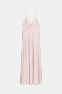 GATHERED SATIN EFFECT MIDI DRESS