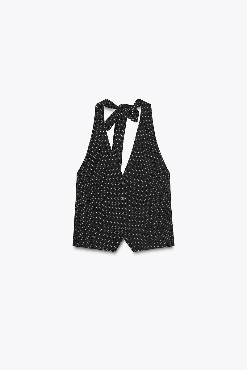 TOP GILET À POIS