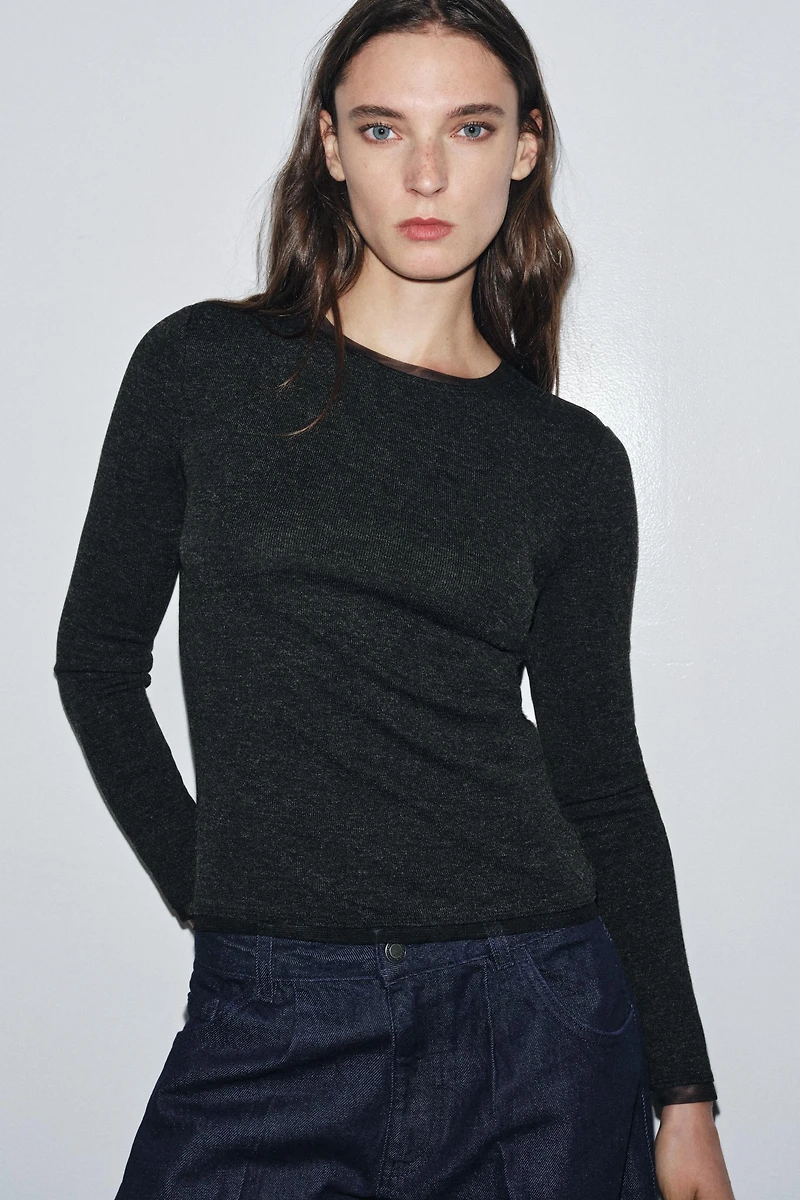 TULLE TRIM T-SHIRT