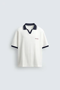 EMBROIDERED VERTICAL JACQUARD POLO