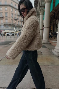 FAUX FUR JACKET WITH FIREMAN CLASPS