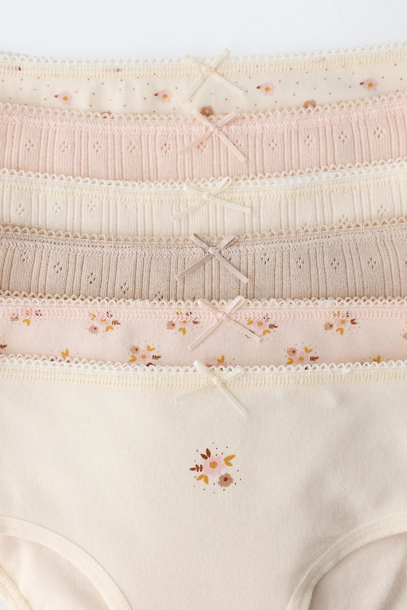 1 1/2-6 YEARS / SIX-PACK OF FLORAL PRINT UNDERWEAR
